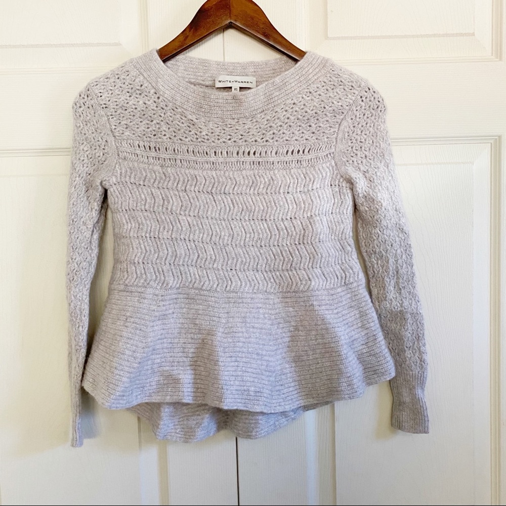 White + Warren 100% Cashmere Gray Knit Sweater